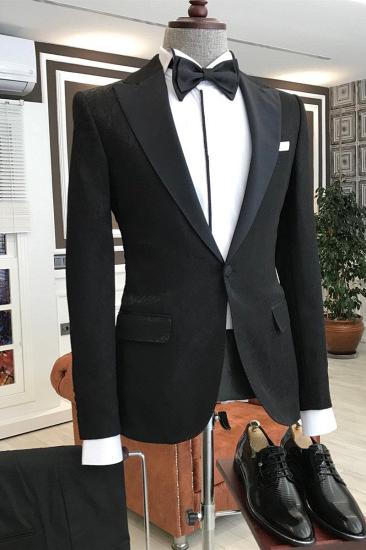 Leopold Traditional Black Point Lapel New Arrival Slim Fit Mens Suit_2
