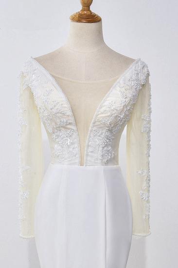 Bradyonlinewholesale Simple Satin Mermaid Jewel Wedding Dress Tulle Lace Long Sleeves Bridal Gowns On Sale_6