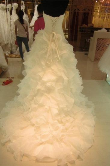 Ruffles Tiered High Quality Wedding Dresses with Long Train Organza Bridal Dress_2