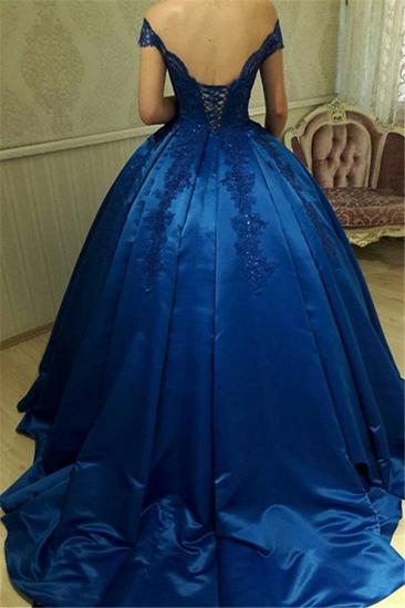 Off The Shoulder Royal Blue Evening Dresses | Beads Lace Puffy Sexy Formal Dress Cheap_2