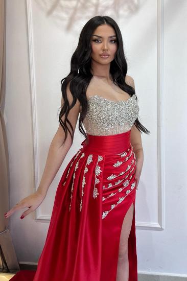 Gorgeous Strapless Sequins Crystal Detailing Mermaid Prom Dresses_6