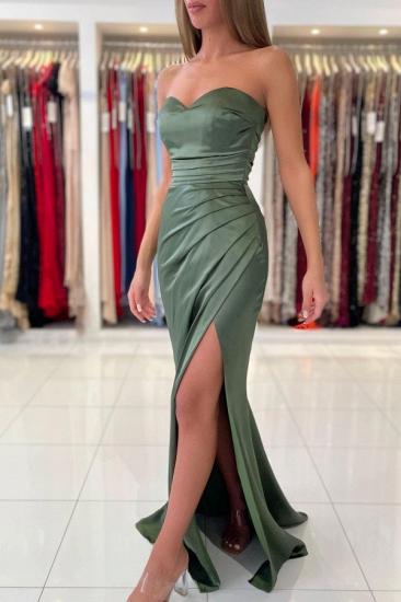 Green Heart Neck Sleeveless Floor Length Evening Dress | Simple Prom Dress_1