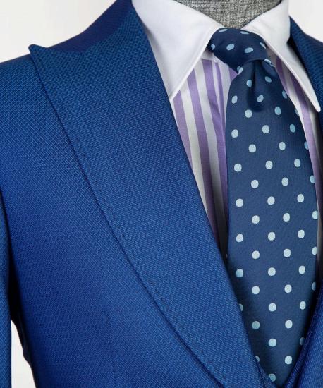 Navy Latest Design Point Lapel Slim Fit Business Men's Suit_3