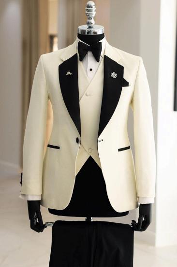Robert Off White Notched Lapel Three Pieces Prom Suits_1