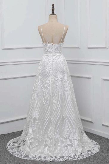 Bradyonlinewholesale Boho Spaghetti Straps V-Neck Appliques Wedding Dresses White Sleeveless Bridal Gowns On Sale_2