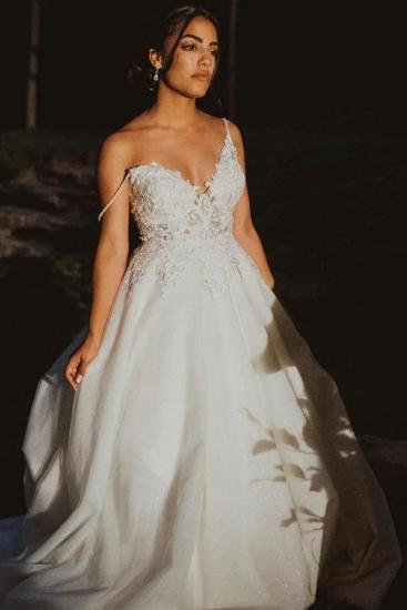 Simple wedding dresses A line | Tulle wedding dresses with Lace_6