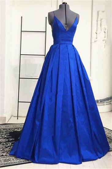 Sexy V Neck Backless Royal Blue Evening Dresses Ball Gown Open Back Formal Dresses for Graduation_1