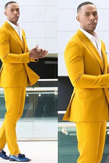 Trenton Yellow Double Breasted Point Lapel Prom Mens Suit Online_2