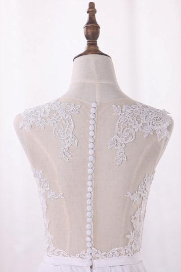Bradyonlinewholesale Elegant Jewel Tull Lace Wedding Dress Sleeveless Appliques Ruffles Bridal Gowns On Sale_4