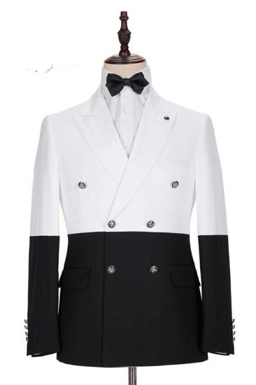 Jorge Simple White and Black Double Breasted Mens Suit Online_1