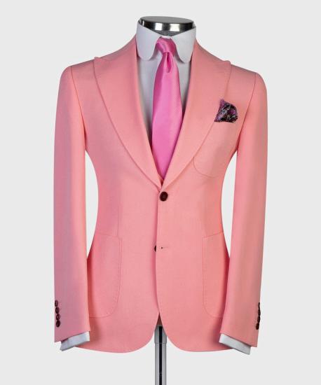 Trendy Pink Pointed Lapel three Piece Slim Fit Men for Prom_5