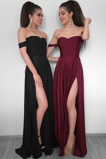 Off The Shoulder Sexy Split Formal Dresses | Cheap Long Strapless Evening Dresses_1
