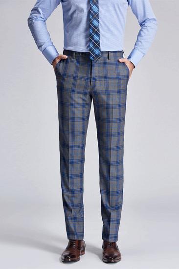 Premium Blue Plaid Grey Mens Suit | Mens Notched Lapel Two Button Suit_5
