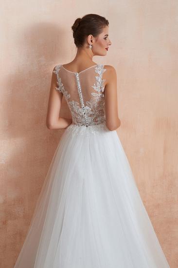 Exquisite Sequins White Tulle Affordable Wedding Dress with Appliques_6