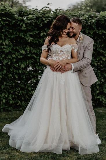 Simple Wedding Dresses A Line | Tulle wedding dresses with lace_1