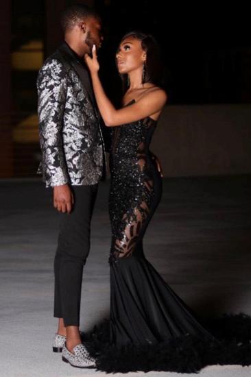 Black Sexy Mermaid Prom Dress Sweetheart Sequined Evening Dress_7