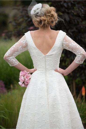 Gorgeous White 2/3 sleeves V-neck Short Garden Wedding Dress_2