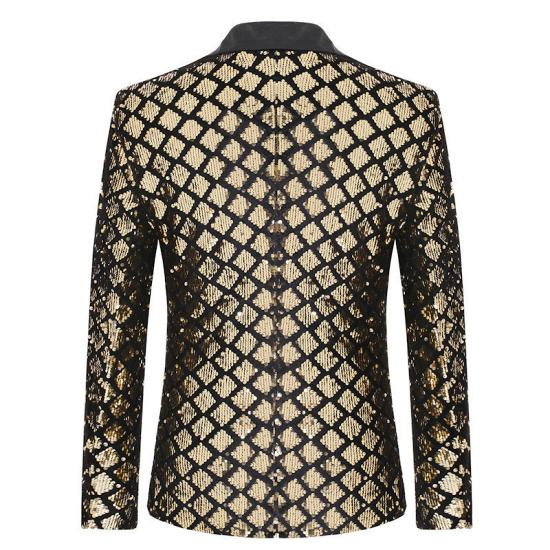 Bevis Sparkle Gold Sequins Shawl Lapel  Prom Suits_2