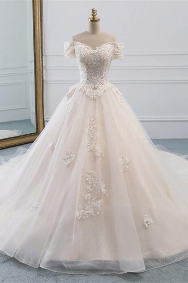Bradyonlinewholesale Affordable Off-the-Shoulder White Tulle Lace Wedding Dress Sweetheart Appliques Bridal Gowns On Sale