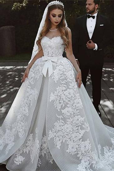 Gorgeous Sweetheart Lace Wedding Dress | Ruffles Bowknot Bridal Gowns_1