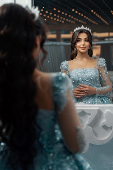 Luxurious Evening Dresses Long Blue Ball Gowns with Glitter_7