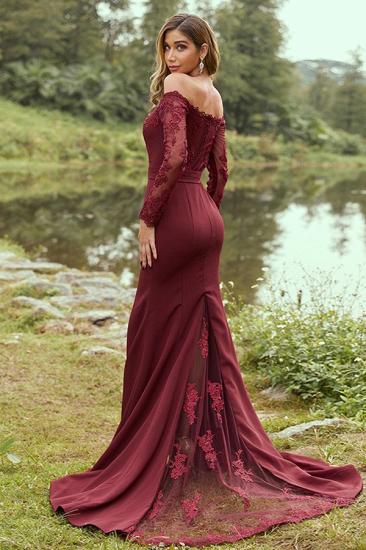 Designer Evening Dress Long Burgundy | Lace Sleeves_2
