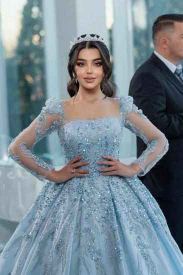 Luxurious Evening Dresses Long Blue Ball Gowns with Glitter_2