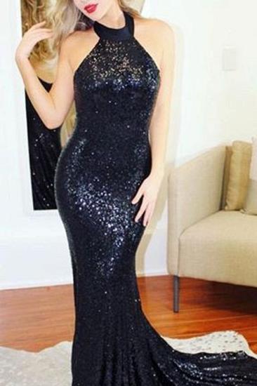 Halter Sleeveless Sparkly Sequins Formal Dresses Cheap Open Back Sexy Evening Gown