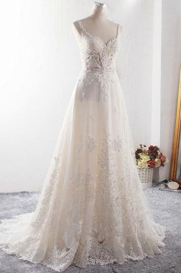 Bradyonlinewholesale Gorgeous Straps Sweetheart Tulle Wedding Dress Sleeveless Sweetheart Appliques Bridal Gowns with Pearls Online_3