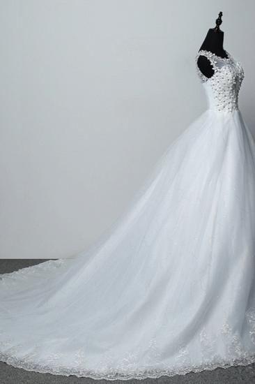 Bradyonlinewholesale Elegant Jewel White Tulle Ball Gown Wedding Dresses Sleeveless Appliques Bridal Gowns with Rhinestones_3