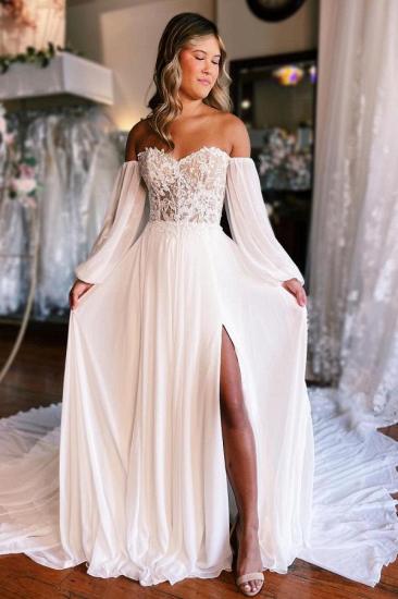 Summer wedding dresses chiffon | Simple wedding dresses with lace_1