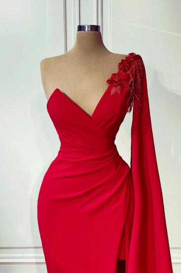 Inexpensive Red Long One-Shoulder Evening Dress | Designer prom dresses cheap_2