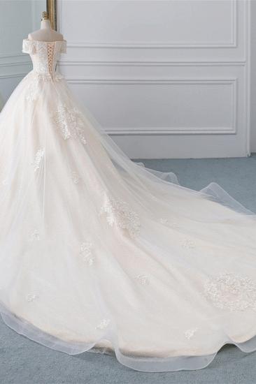 Bradyonlinewholesale Affordable Off-the-Shoulder White Tulle Lace Wedding Dress Sweetheart Appliques Bridal Gowns On Sale_3