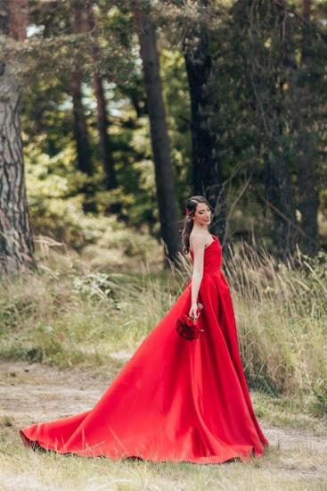 Red Wedding Dresses A Line | Satin Wedding Dresses Cheap_2