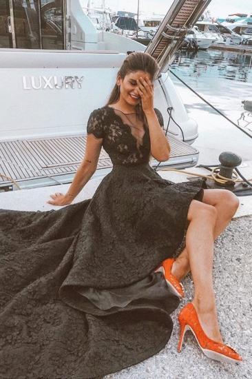 Elegant Wedding Dresses A Line Lace Black Wedding Dresses Short_2