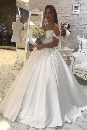 Gorgeous Ball Gown Lace White Wedding Dress | Off-the-shoulder Bridal Gown