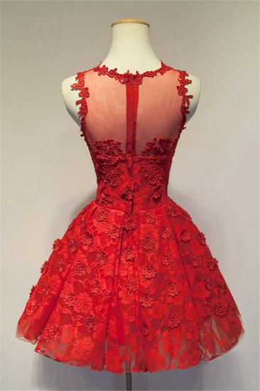 Red V-Neck Applique Cocktail Dress Mini Stunning Homecoming Dresses with Flowers_2