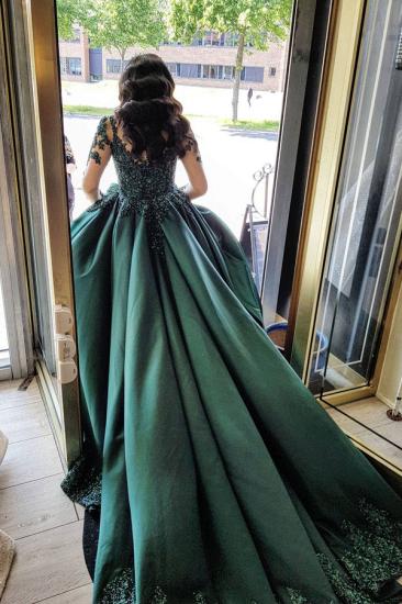 Green 3D Floral Lace Appliques Princess Wedding Gown_2