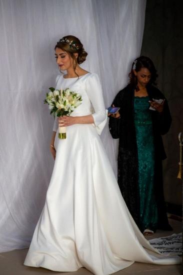 Elegant A-line Long Sleeve Wedding Dresses | Appliques Bridal Gowns Online_5