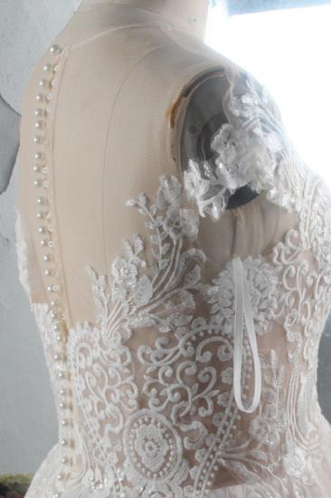 Bradyonlinewholesale Elegant Jewel Tulle Lace Wedding Dress Short Sleeves Appliques Ruffles Bridal Gowns On Sale_4