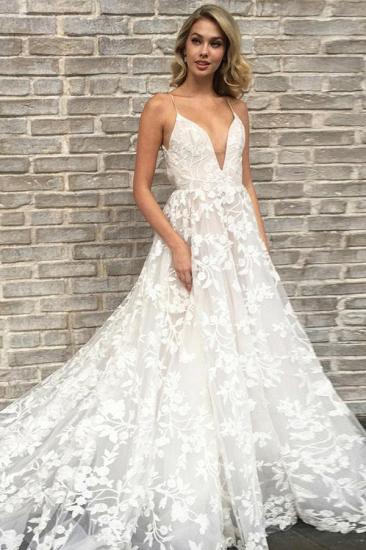 Gorgeous V-Neck Lace Wedding Dress | Bridal Gowns with Train_3