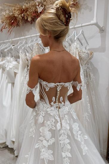 Beautiful Sweetheart Appliques Lace A-Line Wedding Dresses_4