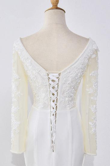 Bradyonlinewholesale Simple Satin Mermaid Jewel Wedding Dress Tulle Lace Long Sleeves Bridal Gowns On Sale_5