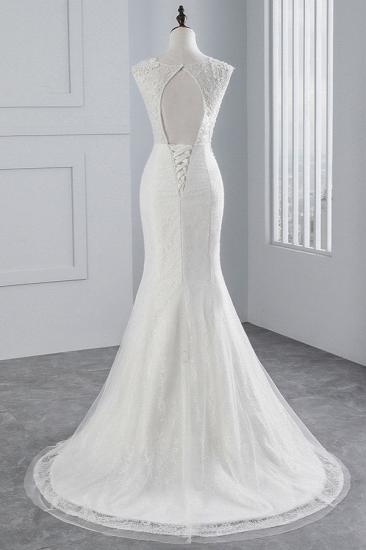 Bradyonlinewholesale Glamorous Jewel Sleeveless Rhinestone White Mermaid Wedding Dresses with Appliques_2