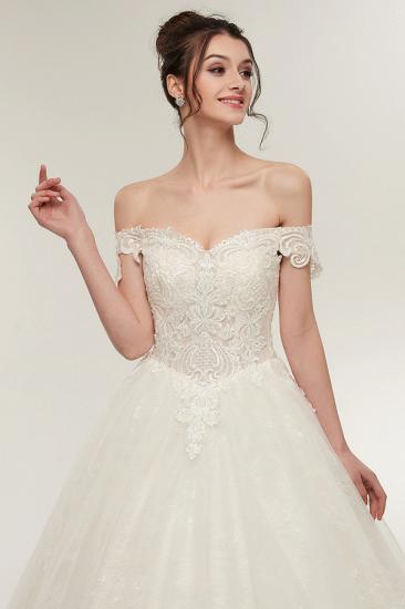 A-line Off-shoulder Sweetheart Floor Length Lace Appliques Wedding Dresses with Lace-up_3