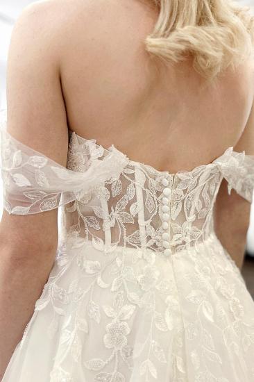 Elegant Wedding Dresses A Line Tulle Wedding Dresses with Lace_3