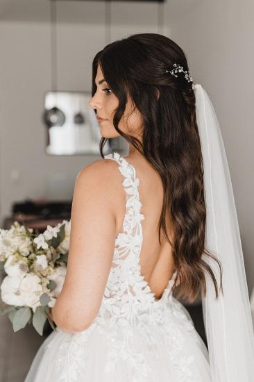 Beautiful Boho Wedding Dress A Line Wedding Dresses v Neck with Lace_4