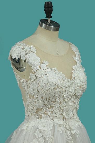 Bradyonlinewholesale Chic Jewel Sleeveless Lace Wedding Dress Tull Appliques Ruffles Bridal Gowns Online_4