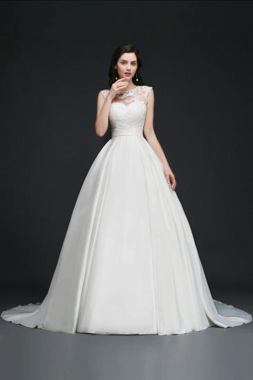 A-line Jewel Delicate Wedding Dress With Lace_1