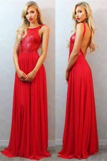 Elegant Sequined Long Backless Red Prom Dress Open Back Sexy Evening Dress_3